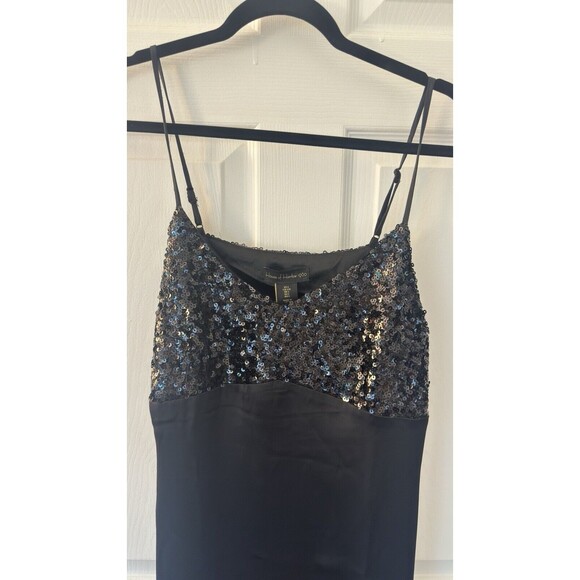 House of Harlow 1960 Sequined Adjustable Strap Black Satin Slip Dress Large NEW - Picture 3 of 8